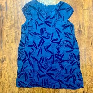 Lungo L’Arno blue Linen dress plus Size 3XL with pockets Made In Italy